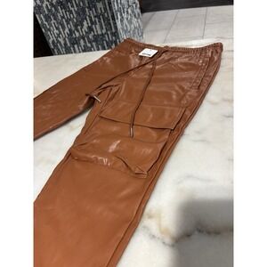 Brand new pair of EPTM brown faux leather cargo pants Size Small